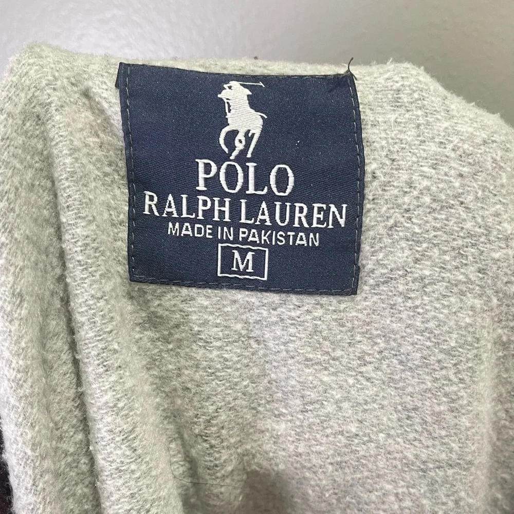 Polo Ralph Lauren Men's Vintage Mock Neck Track Jacket Gray Burgundy Size Medium